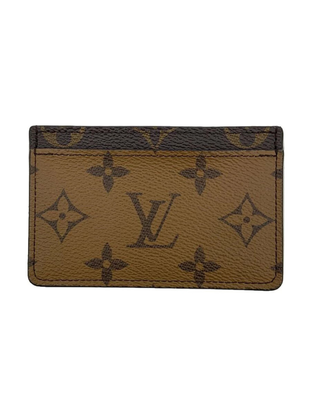LOUIS VUITTON Card Case Wallet Leather Brown All over